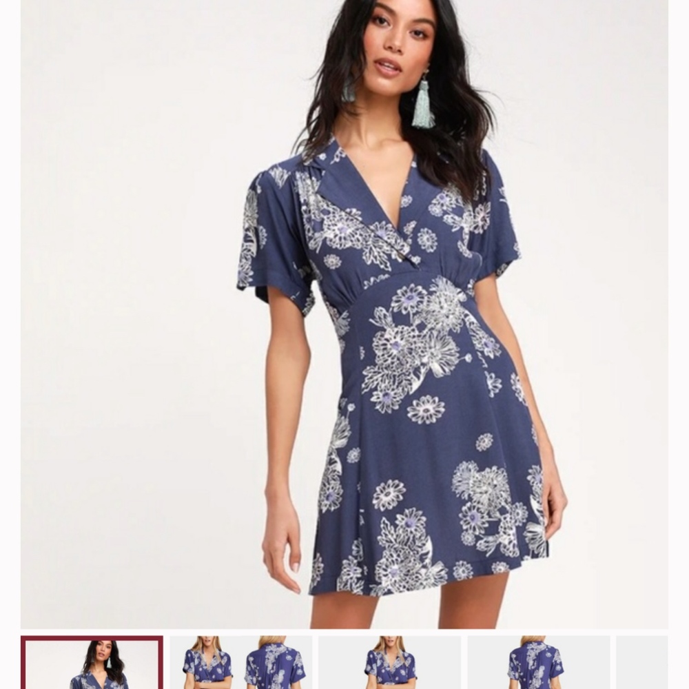 NWOT Free People Blue Hawaii Mini Dress